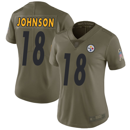 Women Pittsburgh Steelers Football #18 Limited Olive Diontae Johnson 2017 Salute to Service Nike NFL Jersey